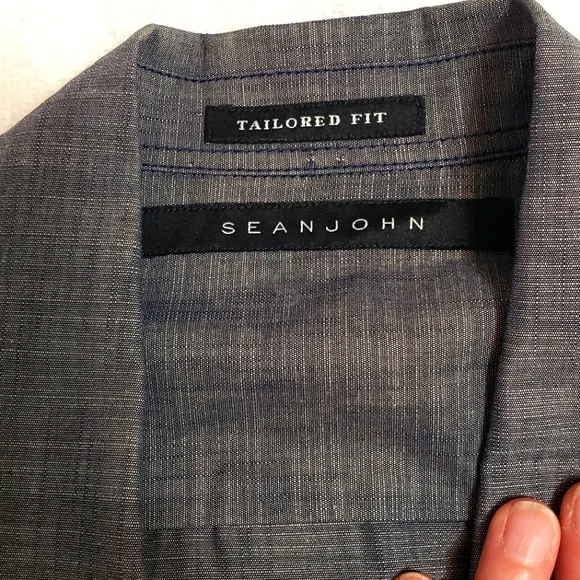 Sean John Tailored Fit Blue Grey 100 % Cotton, Short sleeves NWT Size XL - Picture 7 of 14